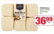 Spar Bakery Garlic Or Herb Braai Rolls-6s Pack Each