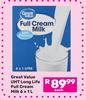 Great Value UHT Long Life Full Cream Milk-6 x 1L