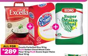 Excella Parboiled Rice 10Kg+Golden Cloud Wheat Cake Flour 10Kg+Econo Super Maize Meal 10Kg-For All