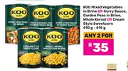 Koo Mixed Vegetables In Brine Or Curry Sauce,Garden Peas In Brine Whole Kernel-For 2x410g/415g