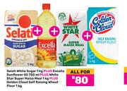 Selati White Sugar 1Kg+Excella Sunflower Oil 750ml+White Star Super Maize Meal 1Kg-For All