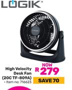 Logik High Velocity Desk Fan 20C TF-809A 716623