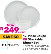 Mainstays 12 Piece Coupe Or Stackable Dinner Set 850023995/54/24005/13563