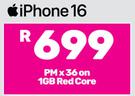 Apple iPhone 16-On 1GB Red Core