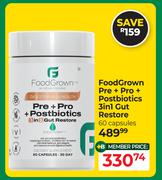 Food Grown Pre + Pro + Postbiotics 3 In 1 Gut Restore 60 Capsules