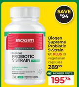 Biogen Supreme Probiotic 9-Strain 60 Plus 10 Vegetarian Capsules