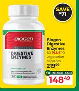 Biogen Digestive Enzymes 60 Plus 10 Vegetarian Capsules
