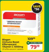 Biogen Immuno Boost Effervescent Vitamin C 1000mg 20 Effervescent Tablets