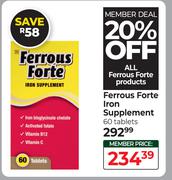 Ferrous Forte Iron Supplement 60 Tablets