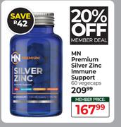 MN Premium Silver Zinc Immune Support 60 Vegecaps