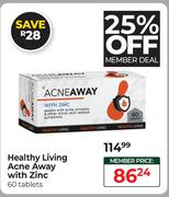 Healthy Living Acne Away With Zinc 60 Tablets