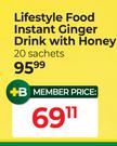 Lifestyle Food Instant Ginger Drink With Honey 20 Sachets