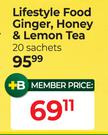 Lifestyle Food Ginger, Honey & Lemon Tea 20 Sachets