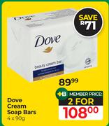 Dove Cream Soap Bars-For 2 x 4 x 90g