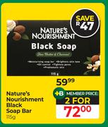 Nature's Nourishment Black Soap Bar-For 2 x 115g