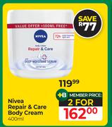 Nivea Repair & Care Body Cream-For 2 x 400ml