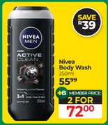 Nivea Body Wash-For 2 x 250ml