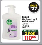 Dettol Hygiene Liquid Hand Wash-For 3 x 200ml