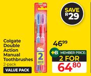 Colgate Double Action Manual Toothbrushes 2 Pack-For 2