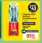 Colgate 360 Degree Manual Toothbrushes 2 Pack