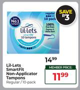Lil-Lets Smartfit Non Applicator Tampons Regular 10 Pack
