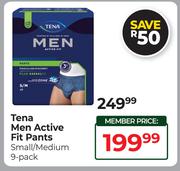 Tena Men Active Fit pants Small/Medium 9 Pack