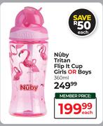 Nuby Tritan Flip It Cup (Girls Or Boys)-360ml Each