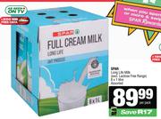 Spar Long Life Milk (Excl. Lactose Free Range) 6 x 1Ltr Assorted-Per Pack
