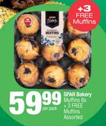 Spar Bakery Muffins (6s + 3 Free Muffins) Assorted-Per Pack