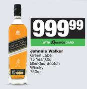 Johnnie Walker Green Label 15 Year Old Blended Scotch Whisky-750ml