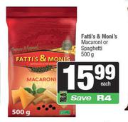 Fatti's Or Moni's Macaroni Or Spaghetti-500g Each