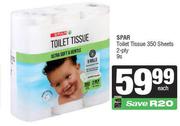 Spar Toilet Tissue 350 Sheets (2 Ply)-9s Pack
