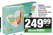 Pampers Active Baby Diapers Or Assorted Pants Jumbo Pack (Including Premium Value Packs)-Each