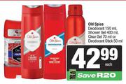 Old Spice Deodorant 150ml, Shower Gel 400ml Clear Gel 70ml Or Deodorant Stick 50ml-Each