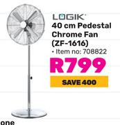 Logik 40cm Pedestal Chrome Fan ZF-1616 708822
