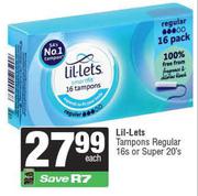 Lil-Lets Tampons Regular 16s Or Super 20s