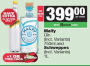 Malfy Gin 750ml & Schweppes 1L-Both For