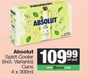 Absolut Spirit Cooler Cans-4 x 300ml