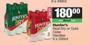 Hunter's Real Dry or Gold Cider Handies-For 2 x 6 x 330ml