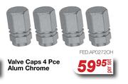 Valve Caps 4 Pce Alum Chrome FED.AP0272CH