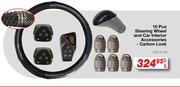 10 Pce Steering Wheel & Car Interior Accessories Carbon Look FED.A150