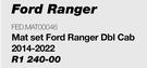 Race Rubber Mats Mat Set For Ford Ranger Dbl Cab 2014-2022 FED.MAT00046
