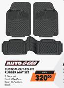 Auto Gear Custom Cut To Fit Rubber Mat Set 3 Piece Set (Black) MA16