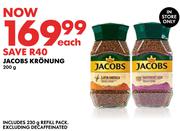 Jacobs Kronung 200g (Including 230g Refill Pack & Excl. Decaffinated)-Each