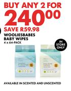 Woolies Babes Baby Wipes-For Any 2 x 4 x 64 Pack