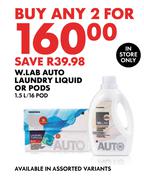 W.Lab Auto Laundry Liquid Or Pods-For Any 2 x 1.5L/16 Pod