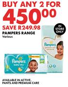 Pampers Range Various-For Any 2  