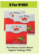 Five Roses Ceylon Blend Tagless Teabags-For 3 x 102s