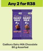 Cadbury Dairy Milk Chocolate-For Any 2 x 80g