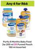 Purity 8 Months Baby Food Jar 200ml Or Pureed Pouch 150ml-For Any 4